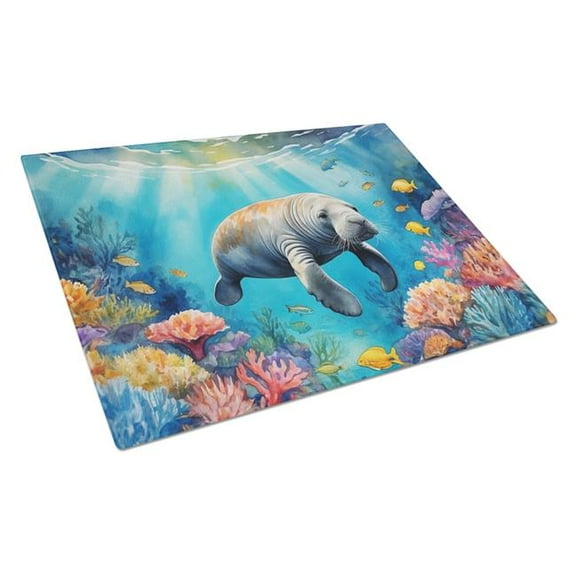 Carolines Treasures DAC7678LCB 15 x 12 in. Summer Manatee Glass Cutting Board
