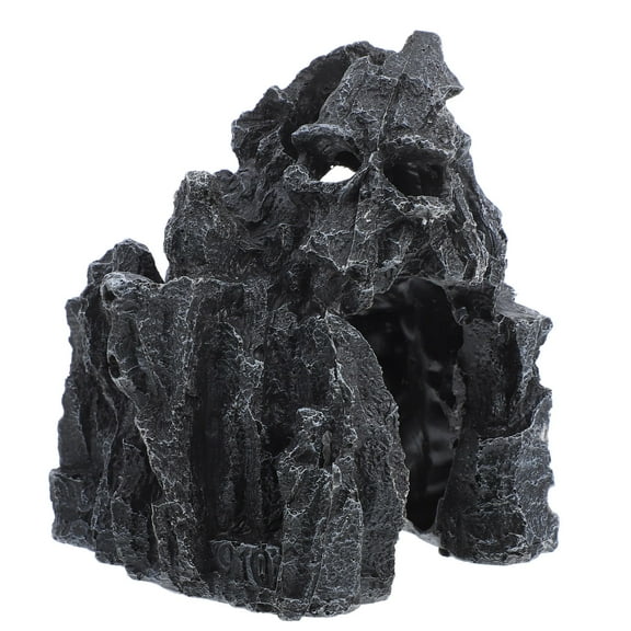 LOLIPPYY Black Resin Reptile Cave Hideout Decorative Shelter for Snake Tank and Aquarium Decor