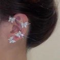 thumbnail image 6 of Lifetechs 1 Pair Clip Earrings Butterfly Rhinestone Jewelry Temperament Arc Ear Cuffs for Daily Wear, 6 of 8