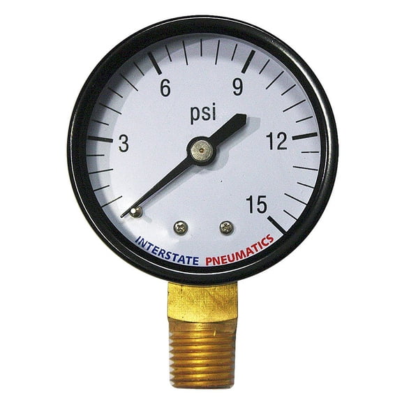 AGT G2012-015 Interstate Pneumatics Pressure Gauge 15 PSI 2" Diameter