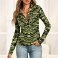 thumbnail image 5 of SAATLERI Womens Polo Shirt Long Sleeve Button Down V Neck T Shirt Fall Slim Fit Camo Shirt Comfy Dressy Blouses Tops for Women, 5 of 6