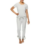 U.S. Polo Assn. Women's and Women's Plus Short Sleeve Top and Jogger 2-Piece Lounge Pajama Set