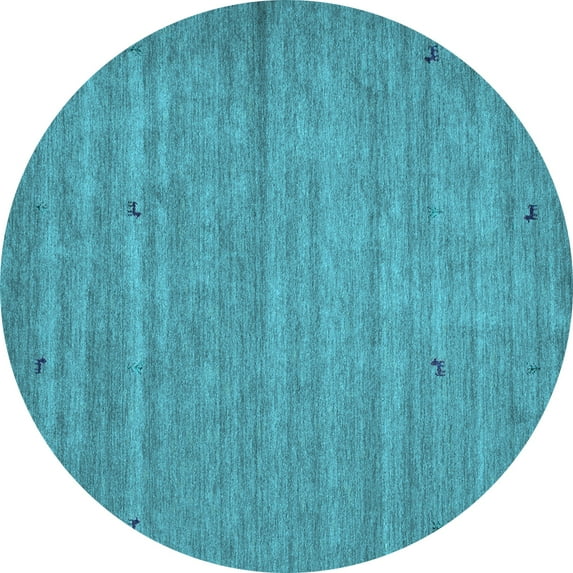 Ahgly Company Indoor Round Abstract Light Blue Contemporary Area Rugs, 7' Round