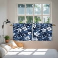 thumbnail image 4 of Navy Blue Spring Floral Tier Curtains, Summer Flowers Watercolor Botanical Light Filtering Kitchen Curtains, 2Pcs Rod Pocket Half Window Treatments Panels for Sink Cafe Cabinet Camper 27.5x24 Inches, 4 of 9