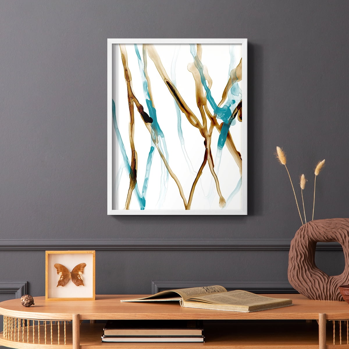 Runnel XVII in White Solid Wood 11 x 14 Framed Print