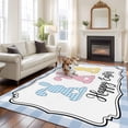 thumbnail image 2 of Happy Easter Area Rugs 5'x7', Washable Small Throw Rugs for Laundry Room Playroom, Colorful Rabbits Cartoon Blue Plaid Indoor Outdoor Rug Non-Slip Low Pile Carpet Runner Reversible Floor Mats, 2 of 8