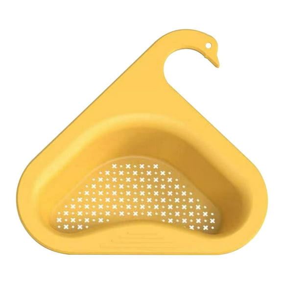 Aqestyerly Multi Functional Filter Basket Swan Draining Rack Hanging Strainer Rack Punch-Free Kitchen Sink Storage Organizer