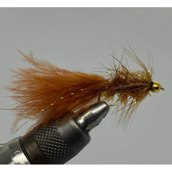 One Dozen (12) - Beadhead Crystal Bugger - Brown - Streamer