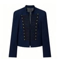 thumbnail image 2 of Outerwear Jackets for Women, YABCSAZ Women's Jacket Slim Fit Button-Decorated Blazer Casual Fashionable Lightweight Solid Color Soft Versatile Daily Outerwear, Navy, 2 of 6
