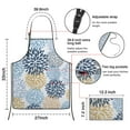 thumbnail image 3 of Blue Floral and Petal Pattern Apron-Garden Aprons for Women with Pockets-Cotton Linen Waterproof Kitchen Cooking Gardening Aprons Adjustable for Kitchen,Cooking,BBQ and Salon 33x27 Inch, 3 of 7