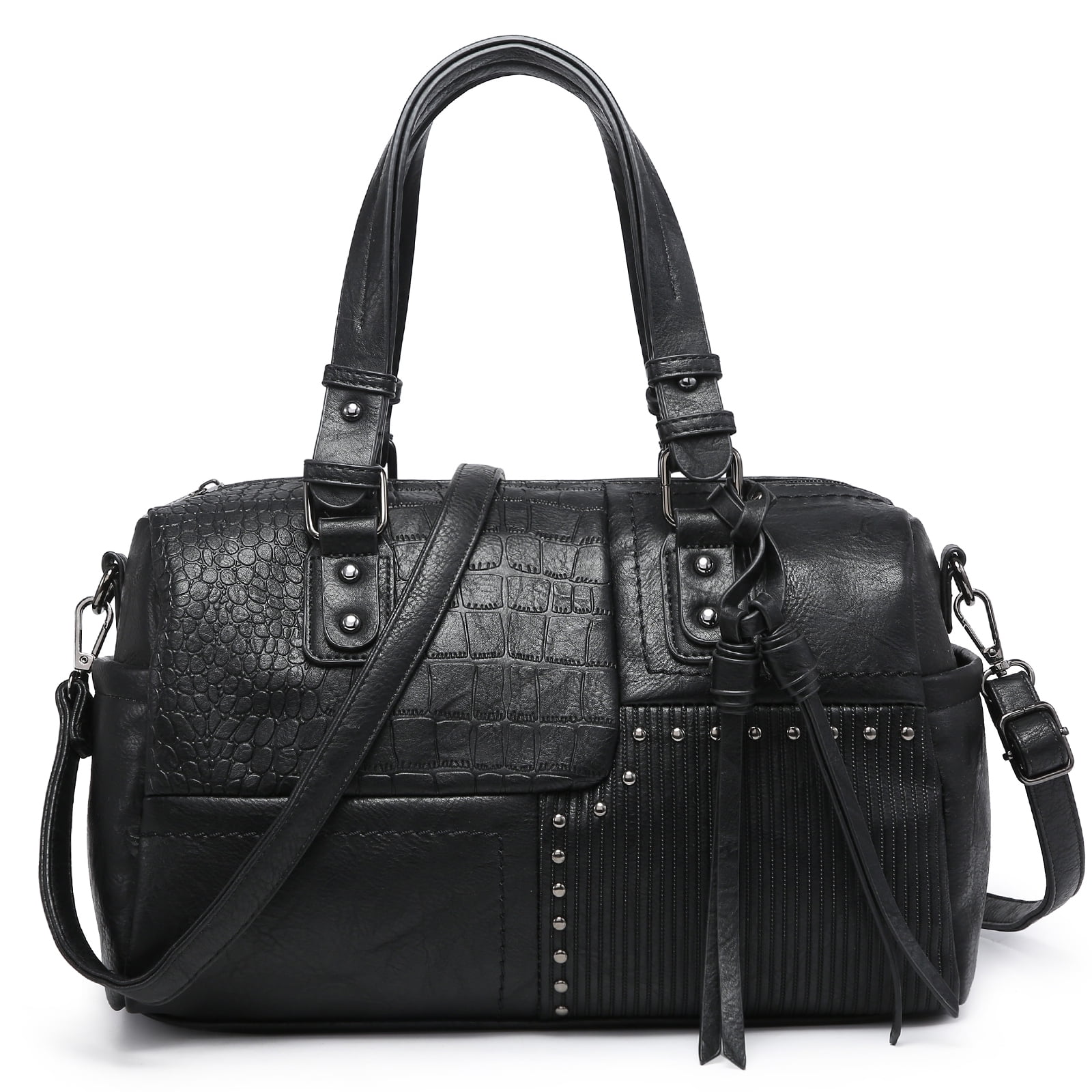 Dasein Women Soft Vegan Leather Barrel Bags Large Top Handle Totes Satchel Handbags Shoulder Purse