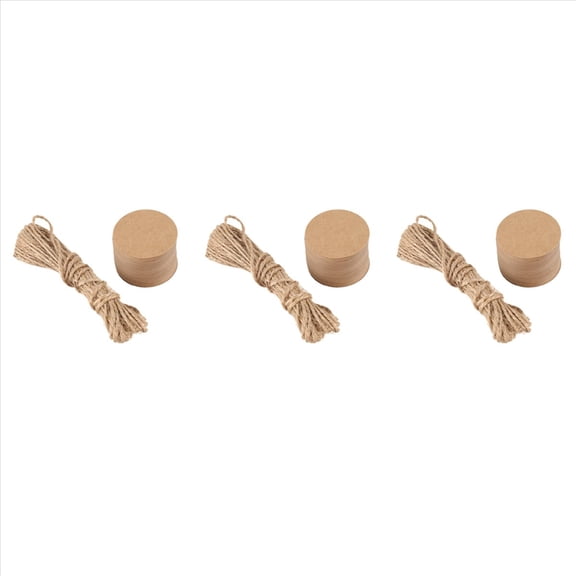 150Pcs Round Kraft Gift Tag with Cord,150Pcs Label   Hemp Cord,Brown