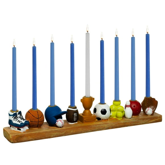 Rite Lite Hand Painted Resin Sports Hanukkah Menorah - Love of athletics - Features 9 games design - Perfect for every night of Chanukah Hanukkah