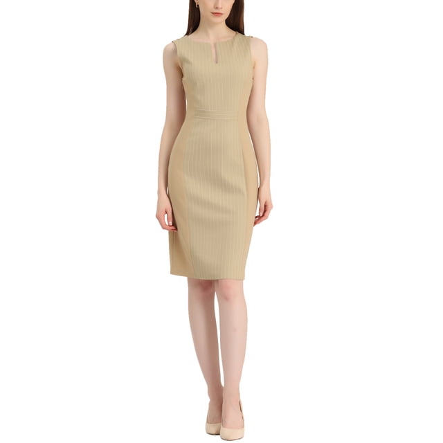 INSPIRE CHIC Robe de Travail Élégante Sans Manches pour Femmes TG Abricot