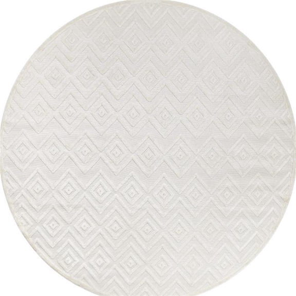 HomeRoots 556272 8 ft. Ivory & White Geometric Indoor & Outdoor Rectangle Area Rug