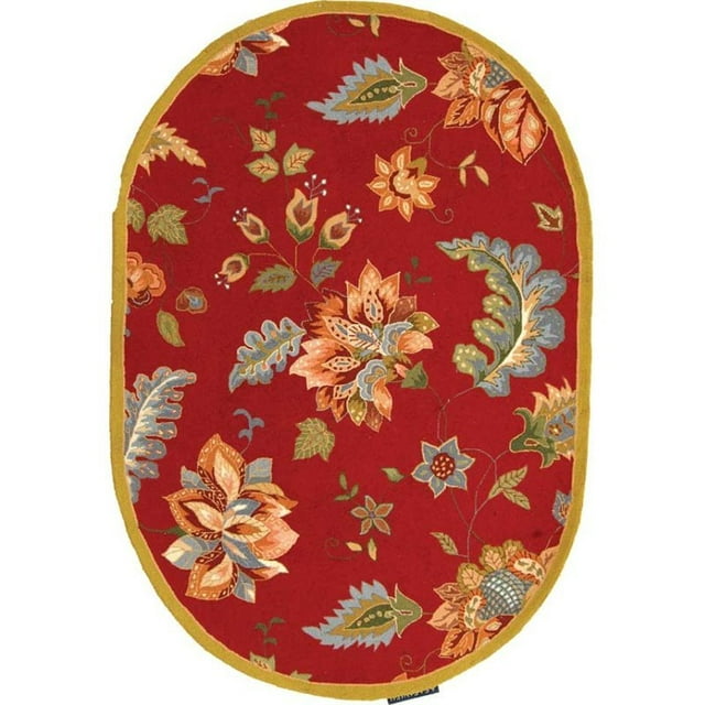 Safavieh Chelsea 7'6" X 9'6" Oval Hand Hooked Wool Pile Rug in Red