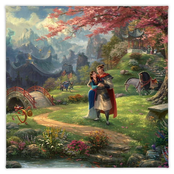 Thomas Kinkade Studios Disney Mulan Blossoms of Love 14" x 14" Gallery Wrapped Canvas