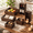 Brown, variant on Set of 6 Brown Wooden Nesting Storage Boxes With Handles For Organization
