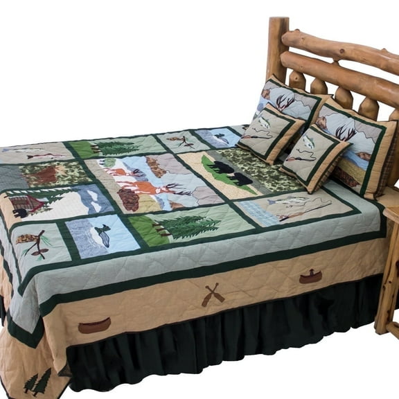 Patch Magic  Lodge Fever Lightweight Reversible Cotton King Quilt,Adult, Teen