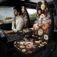 thumbnail image 3 of Xoenoiee Dragonfly Peony Flower Pattern 5 Pieces Car Accessories Leather Auto Seat Covers Full Set with Seatbelt Pads and Car Center Console Cushion Pad for Most Vehicle, SUV, Truck, 3 of 7