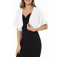 thumbnail image 6 of LEKODE Ruffle Short Sleeve Chiffon Bolero Shrug Womens Cropped Loose Fit Lightweight Formal Wedding Evening Layering Outer Tops White XL, 6 of 7