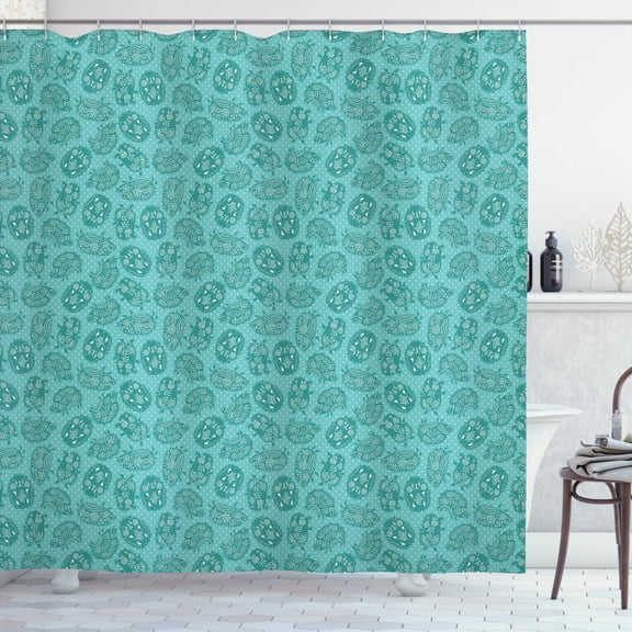 Ambesonne Hedgehog Shower Curtain, Ornate Animals, 69"Wx70"L, Turquoise Teal