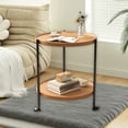 thumbnail image 6 of 2 Tier Side Table Folding Round End Table Small Nightstand With Two Removable Tray For Bedroom Living Room Bedside Small Spaces Tall Nightstand End Table, 6 of 6