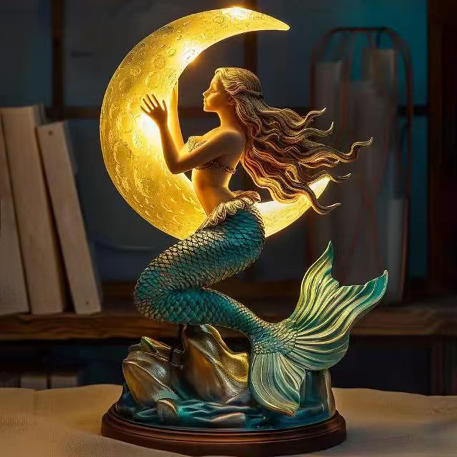 Cute Table Lamp 3D Resin Reading Lamp for Bedroom Livingroom Nightstand, Night Light for Home Decor, Birthdays Gifts for Mom Wife Girlfriend Friend