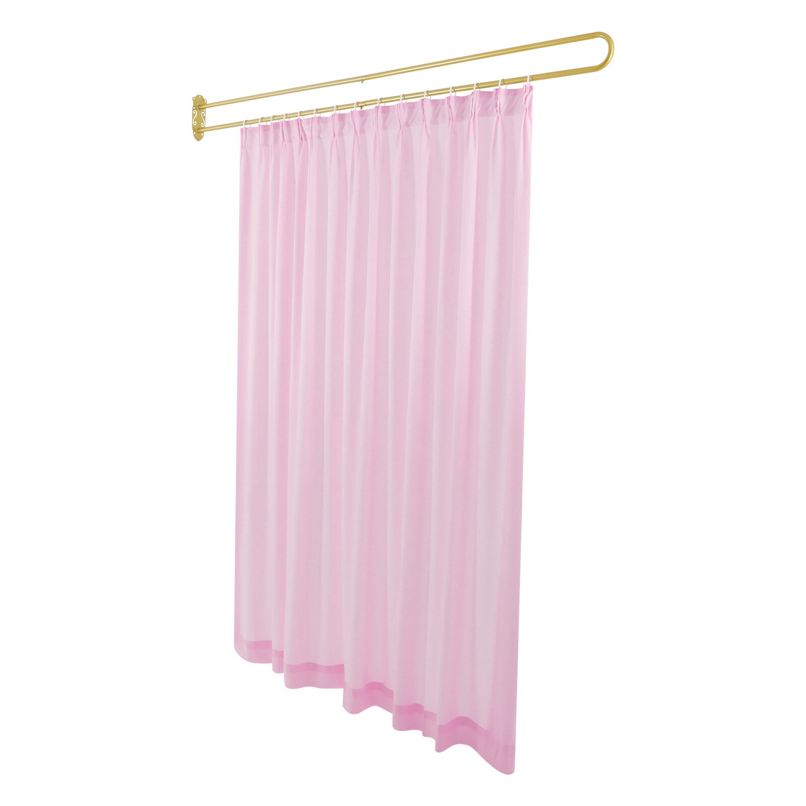 2M Privacy Partition Curtain Metal Support Wall Mounted U-Shape Room Divider for Offices, Conference Rooms, Beauty Salons