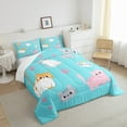 thumbnail image 4 of YST Cute Cat Comforter Kawaii Animal Full Size Bedding Set For Girls Kids Boys,Cartoon Cats Comforter Set Colorful Sleeping Cat Quilt Duvet Insert 2 Pillow Cases Turquoise, 4 of 6