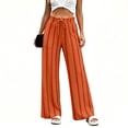 thumbnail image 3 of hoksml Women's Wide Leg Striped Pants Drawstring Elastic Waist Loose Lounge Trousers with Pockets for Vacation and Daily Casual, 3 of 7