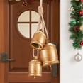 thumbnail image 4 of Set of 3 Vintage Shabby Style Brass Cow Bells | Metal Hanging Christmas Decor | Iron Wind Chimes for Fireplace & Wall | Rustic Farmhouse Holiday Ornaments, 4 of 7
