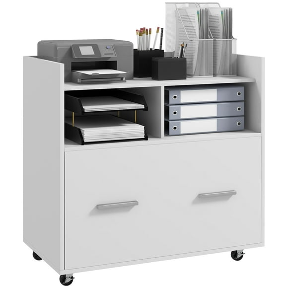 Vinsetto Mobile Filing Cabinet with Hanging Bar for Letter A4 Legal Size