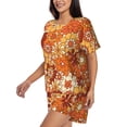 thumbnail image 2 of Picia Hippie Flower Pajamas Sets for Women Soft Short-Sleeved Pjs with Lounge Shorts Two Piece Sleepwear-4X-Large, 2 of 9