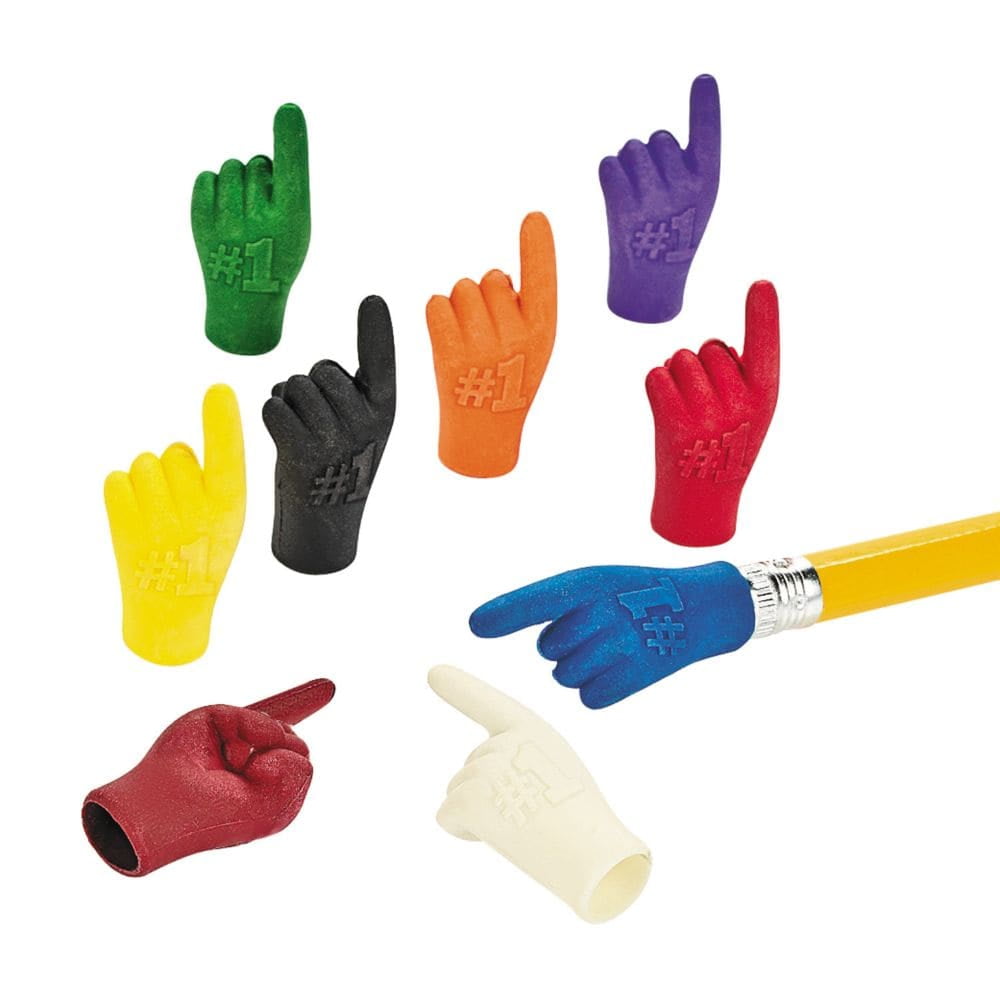 1" Hand Pencil Top Erasers Party Favors 24 Pieces
