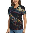 thumbnail image 2 of Zufioo Colorful Patterned Snake Print Women's Classic V-neck T-shirt, V-neck Short-sleeved Tops Home Wear, Suitable for Daily Life, Work, Outdoors-3X-Large, 2 of 4