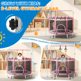 thumbnail image 6 of FEMCHIC 55" Kids Trampoline w/ Net, Trampoline for Kids Age 3-10, Indoor Outdoor Adjustable Small Trampoline for Toddler w/ Swing and Basketball Hoop 400LBS, Pink, 6 of 10