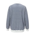 thumbnail image 5 of Unir Women's Color Block Neck Layering Sweatshirt Horizontal Stripe Oversized Rib Long Sleeve Casual Pullover Top 1PC S-XL Plus Size Friendly, 5 of 5