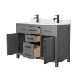 thumbnail image 3 of Wyndham Collection Beckett 48" Wood Double Bathroom Vanity in Gray/Black, 3 of 6