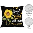 thumbnail image 5 of Sunflower Pillow Covers 18X18 In Just A Girl Love Sunflowers Sunshine Butterfly Black Yellow Throw Pillow Case Decorative Couch Pillows with Zipper Set of 2 Sunflower Gift for Girlfriend Wife Sister, 5 of 7