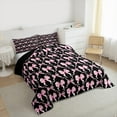 thumbnail image 3 of Manfei Pink Black Bow King Size Comforter Sets,Lovely Bow Tie Bedding Comforter Set,Girl Bowtie Bedding Set For Children,Breathable Home Decor Reversible,3-Piece, 3 of 8