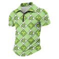 thumbnail image 6 of Men's St. Patrick's Day Shamrock Polo Shirt Short Sleeve Half Zip Casual Top, 6 of 9