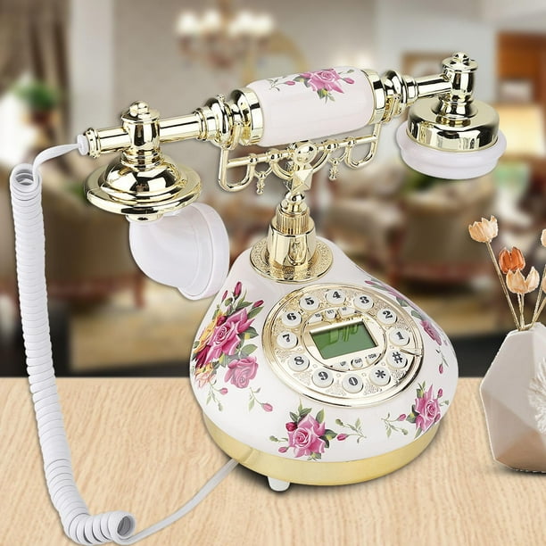 Folany Teléfono Antiguo, teléfono de Escritorio con botón Giratorio y Sistema de identificación de Llamadas, teléfono Retro con Cable Decorativo Vintage para Uso en la Oficina en casa telefono antiguo Higoodz Accesorios Electrónicos