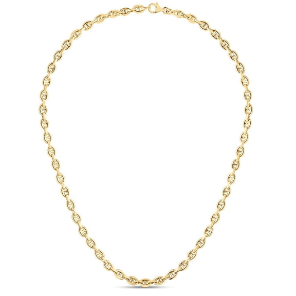 JewelStop 14K Yellow Gold Polished Finish Lite Puff Mariner Necklace with Pear Shaped Lobster Clasp - 18"