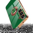 thumbnail image 5 of for Samsung Galaxy A54 5G Case with 2 Screen Protector, Built-in 360 Degree Rotation Ring Magnetic Stand, Luxury Shiny Plating Edge Shockproof Electroplated Protective Cover (Green/Golden), 5 of 12