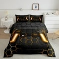 thumbnail image 3 of Feelyou Neon Gold Gamepad Bedding Comforter Set, Chic Honeycomb Abstract Twin Comforter Sets, Teens Kids Boys Girls Reversible Bedding Set, Luxury Bedroom Decor, 2-Piece, 3 of 9