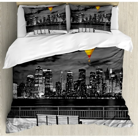 Black And White Duvet Cover Set Nyc Skyline From Liberty State