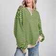 thumbnail image 4 of Clearance sale!Women's Oversized Striped Color Blocking Long Sleeved Round Neck Sports Shirt Casual Loose Fitting Pullover Shirt Top, 4 of 4