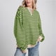 thumbnail image 4 of Women's Oversized Striped Color Blocking Long Sleeved Round Neck Sports Shirt Casual Loose Fitting Pullover Shirt Top, 4 of 4