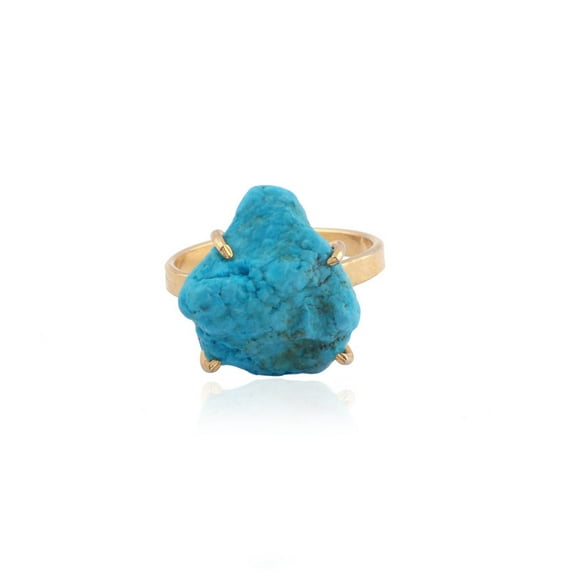 Attractive sky blue turquoise Gemstone Ring, Beautiful Gold plated ring, Adjustable Ring, Women's ring, Gift for her